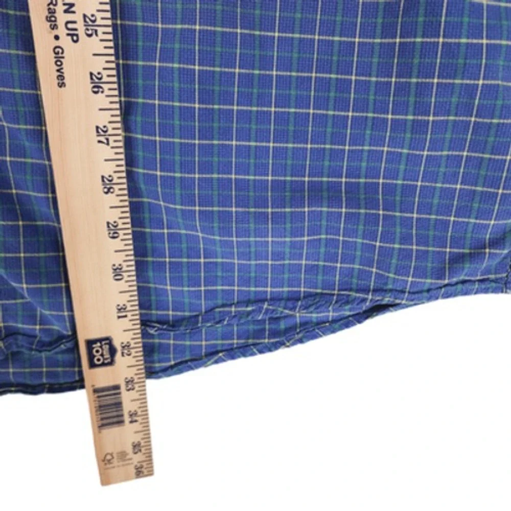 Eddie Bauer XL Mens Button Down Shirt Plaid Blue Green Yellow 100%‎ Cotton